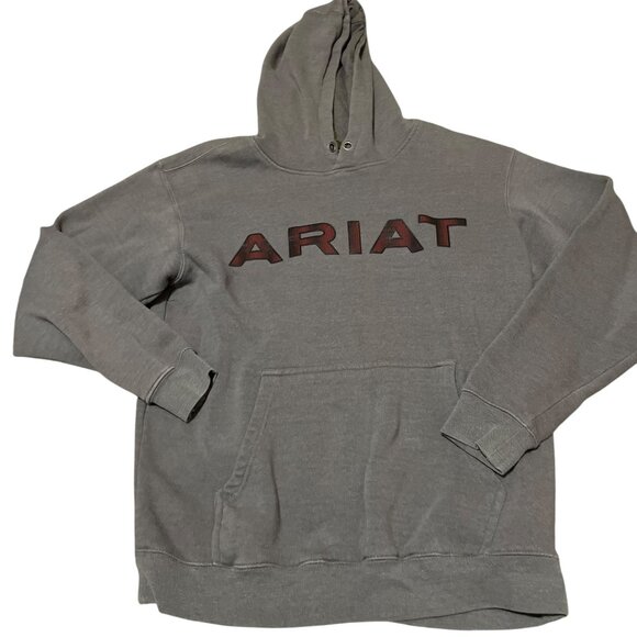 Ariat Gray Basic Hoodie Sweatshirt 10037261 Regular Fit Men's Sz Large - Picture 1 of 8